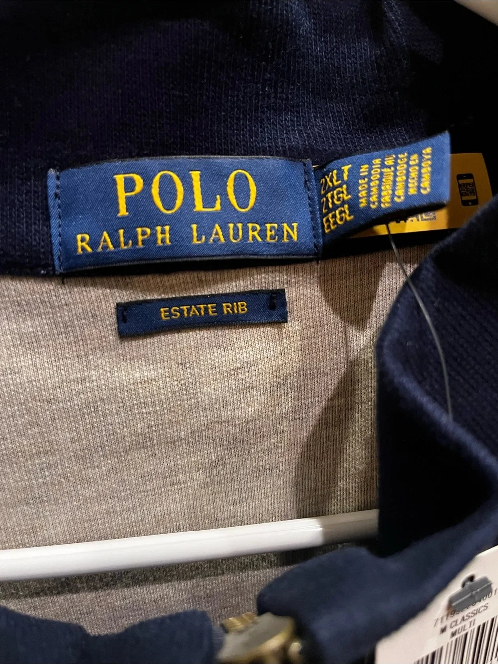 Ralph Lauren Navy & Light Gray Snowflake Quarter Half-Zip Sweater